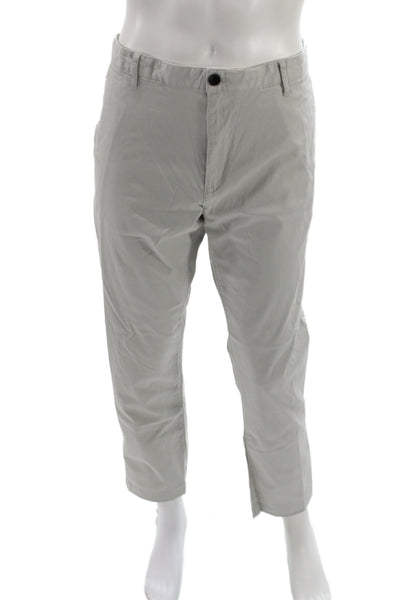 Theory Mens Chino Pants Gray Cotton Blend Button Inseam 27 Size 36