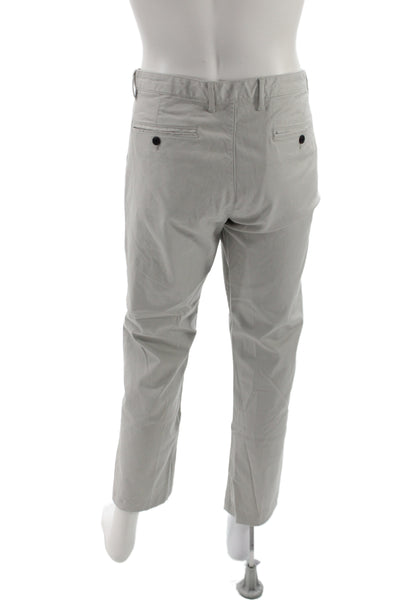 Theory Mens Chino Pants Gray Cotton Blend Button Inseam 27 Size 36