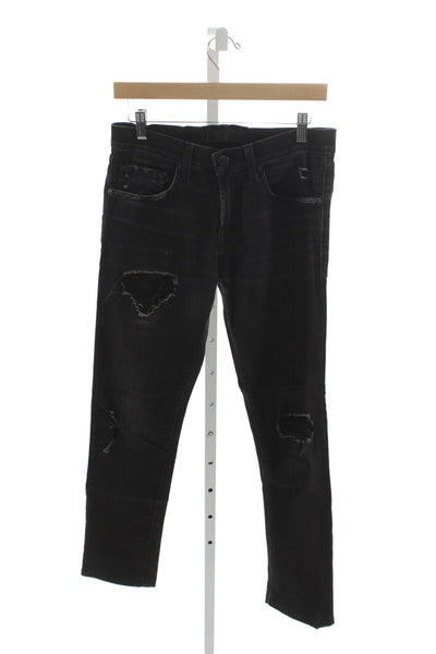 J Brand Unisex Adults Skinny Jeans Black Distressed Size 29