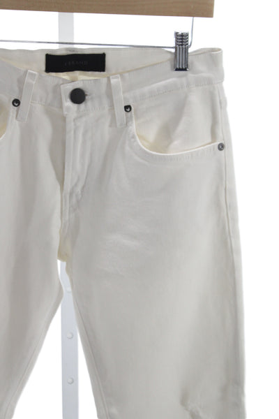 J Brand Unisex Adults Cropped White Distressed Jeans Cotton Mid Rise Size 29