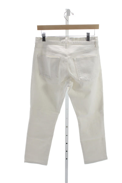 J Brand Unisex Adults Cropped White Distressed Jeans Cotton Mid Rise Size 29