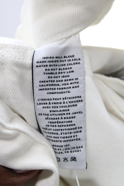 J Brand Unisex Adults Cropped White Distressed Jeans Cotton Mid Rise Size 29