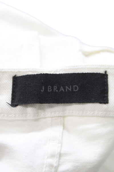 J Brand Unisex Adults Cropped White Distressed Jeans Cotton Mid Rise Size 29