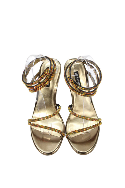 Nine West Womens Embellished Strappy Sandals Heels Brown Size 9M