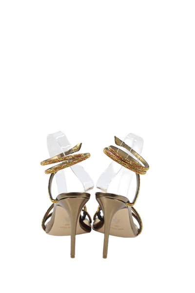 Nine West Womens Embellished Strappy Sandals Heels Brown Size 9M
