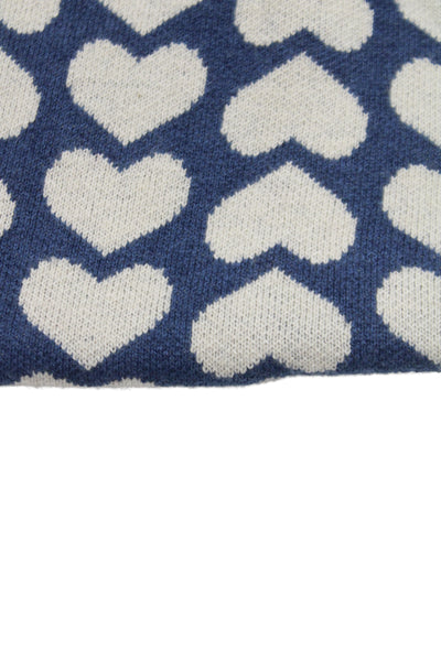 Louis + Louise Childrens Girls Heart Print Shell Sweater Blue Cotton Size 6