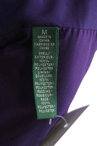 Lauren Ralph Lauren Womens Quilted Jacket Purple Zip Equestrian Size M