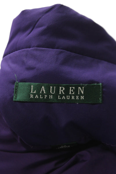 Lauren Ralph Lauren Womens Quilted Jacket Purple Zip Equestrian Size M