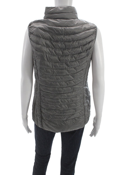 32 Degree Heat Women Puffer Vest Gray Zip Nylon Sleeveless Size M