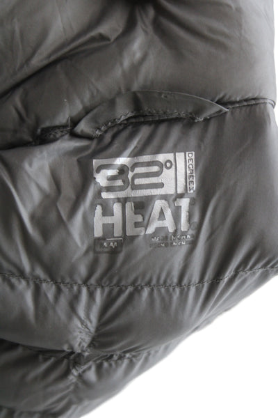 32 Degree Heat Women Puffer Vest Gray Zip Nylon Sleeveless Size M