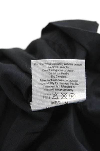 Merlette Womens Trapeze Swing Dress Black V-Neck 3/4 Sleeve Cotton Size M