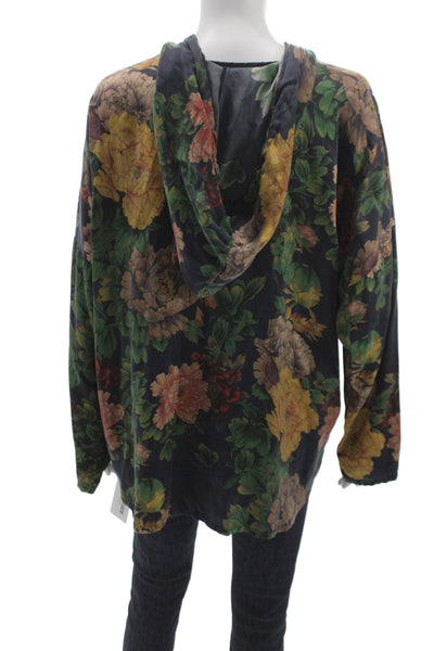Johnny Was Women Shirt Multi Color Floral Silk Blend Long Sleeve Size S