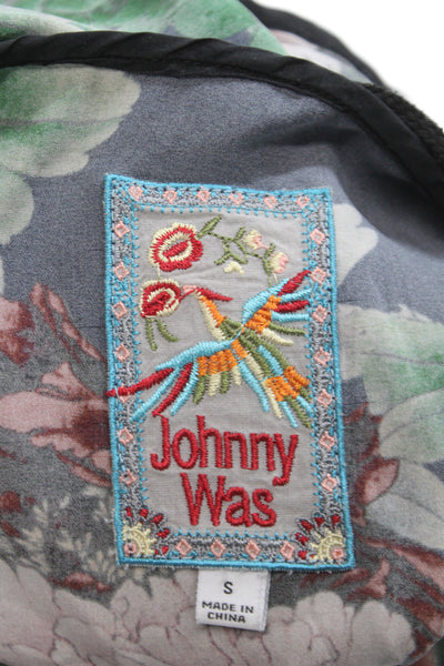 Johnny Was Women Shirt Multi Color Floral Silk Blend Long Sleeve Size S