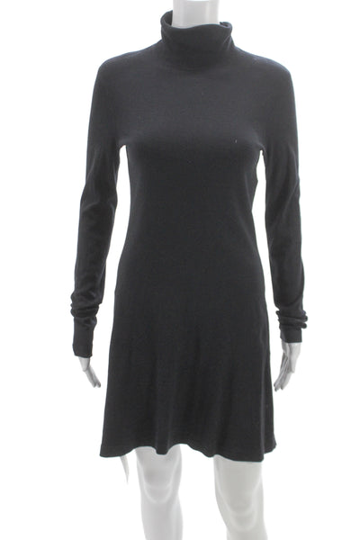 Three Dots Women Shift Dress Gray Turtleneck Long Sleeve Knee Length Size S
