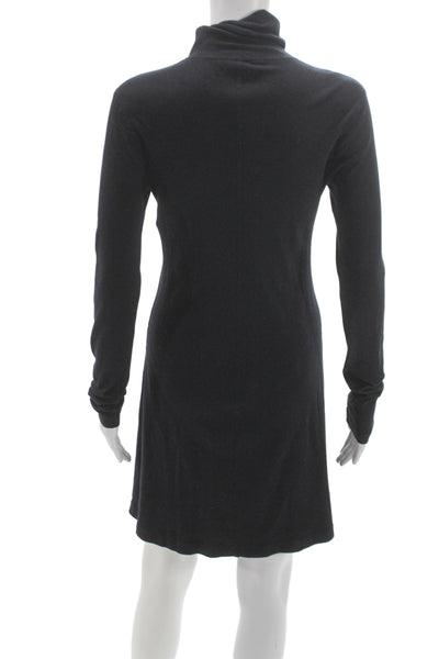 Three Dots Women Shift Dress Gray Turtleneck Long Sleeve Knee Length Size S