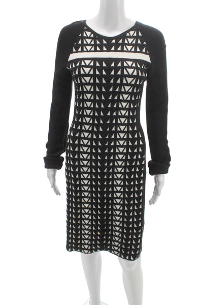 Faith Connexion Womens Black Bodycon Dress Long Sleeve Mid Calf Size S