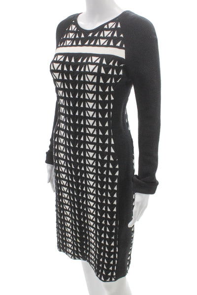 Faith Connexion Womens Black Bodycon Dress Long Sleeve Mid Calf Size S
