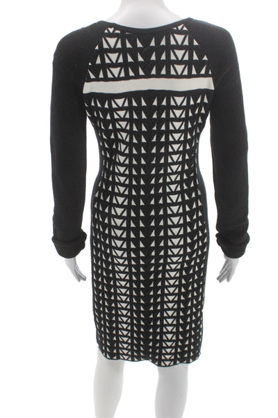 Faith Connexion Womens Black Bodycon Dress Long Sleeve Mid Calf Size S