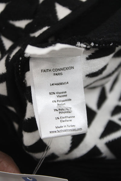 Faith Connexion Womens Black Bodycon Dress Long Sleeve Mid Calf Size S