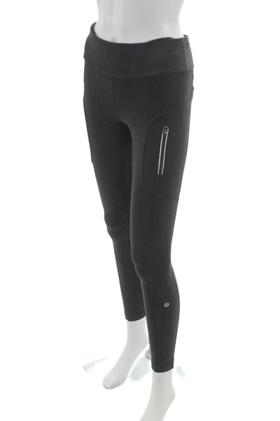 Lululemon Womens Ankle Leggings Black Synthetic Pull On Size 2