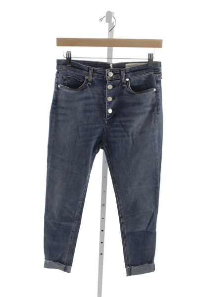 Rag & Bone Unisex Adults Cropped Mid Rise Blue Jeans Size 26