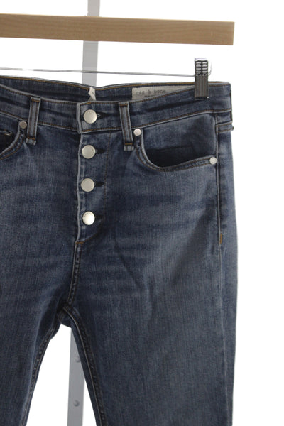 Rag & Bone Unisex Adults Cropped Mid Rise Blue Jeans Size 26