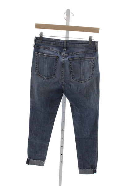 Rag & Bone Unisex Adults Cropped Mid Rise Blue Jeans Size 26