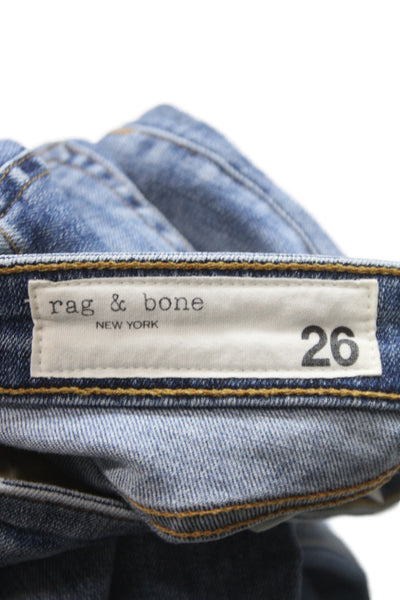 Rag & Bone Unisex Adults Cropped Mid Rise Blue Jeans Size 26