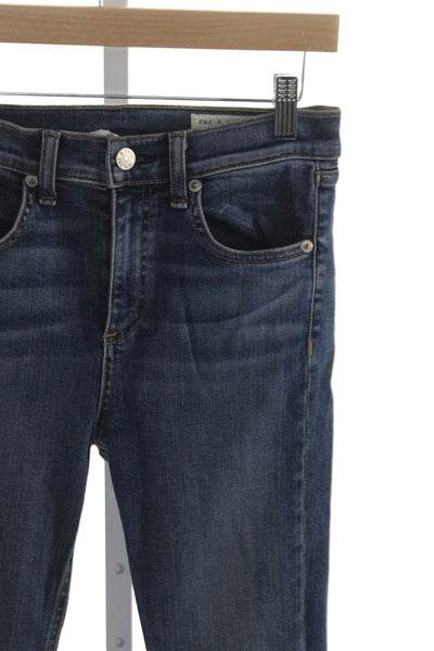 Rag & Bone Womens Skinny Distressed Mid Rise Blue Jeans Size 26