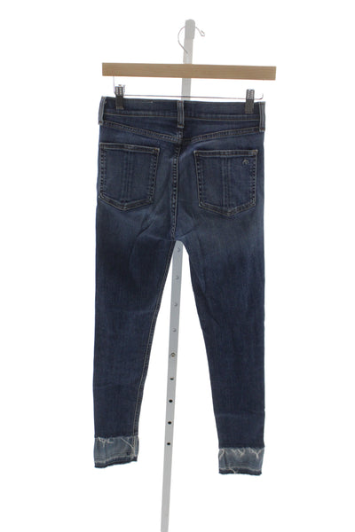 Rag & Bone Womens Skinny Distressed Mid Rise Blue Jeans Size 26