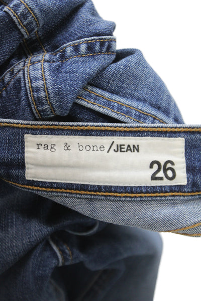 Rag & Bone Womens Skinny Distressed Mid Rise Blue Jeans Size 26