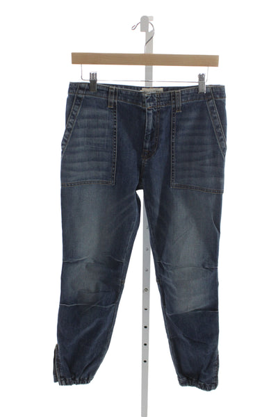 Nili Lotan Women Tapered Blue Cotton Mid Rise Jeans Size 26