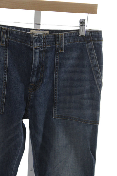 Nili Lotan Women Tapered Blue Cotton Mid Rise Jeans Size 26