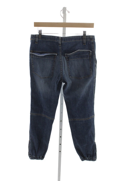 Nili Lotan Women Tapered Blue Cotton Mid Rise Jeans Size 26