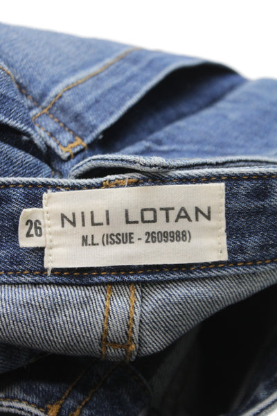 Nili Lotan Women Tapered Blue Cotton Mid Rise Jeans Size 26