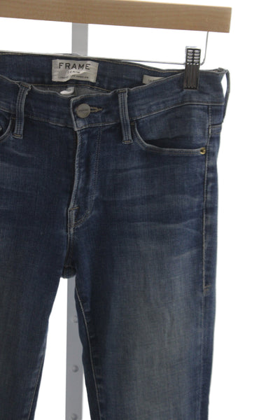 Frame Womens Skinny Mid-Rise Blue Cotton Jeans Button 28in Size 27