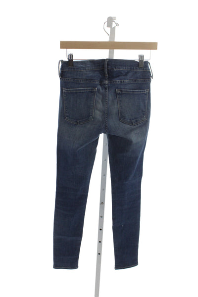 Frame Womens Skinny Mid-Rise Blue Cotton Jeans Button 28in Size 27