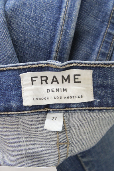 Frame Womens Skinny Mid-Rise Blue Cotton Jeans Button 28in Size 27