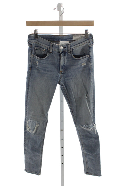 Rag & Bone Jean Womens Skinny Jeans Blue Mid-Rise Distressed Button Size 26