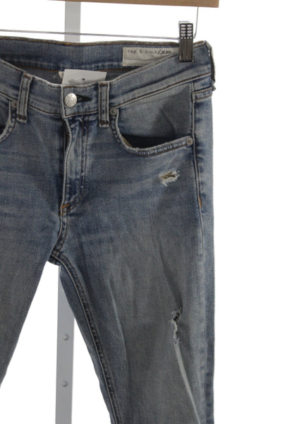 Rag & Bone Jean Womens Skinny Jeans Blue Mid-Rise Distressed Button Size 26