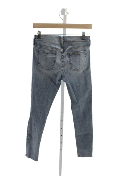 Rag & Bone Jean Womens Skinny Jeans Blue Mid-Rise Distressed Button Size 26