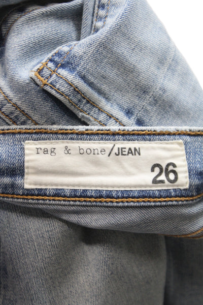 Rag & Bone Jean Womens Skinny Jeans Blue Mid-Rise Distressed Button Size 26
