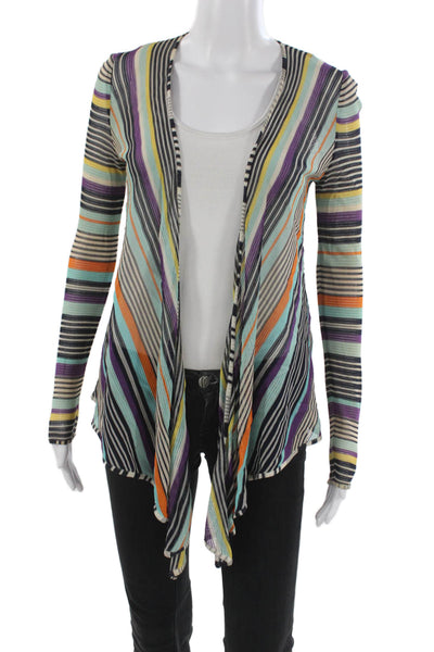 Missoni Womens Multicolor Striped Rayon V-Neck Cardigan Long Sleeve Size S