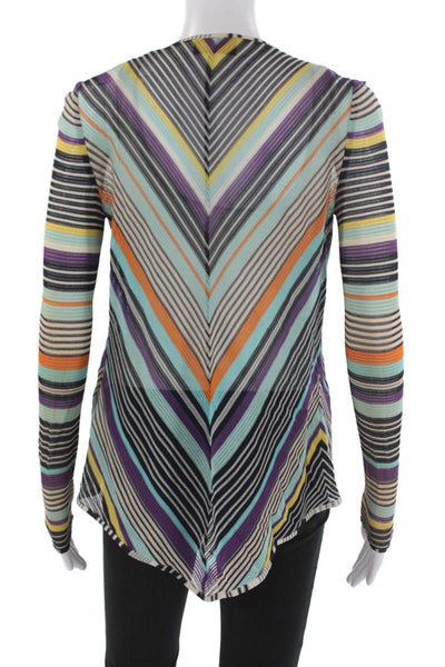 Missoni Womens Multicolor Striped Rayon V-Neck Cardigan Long Sleeve Size S