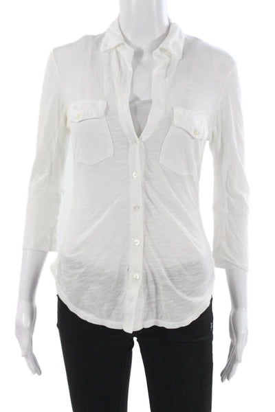 Standard James Perse Womens Cotton Collared 3/4 Sleeve Button-Up Top Size 0