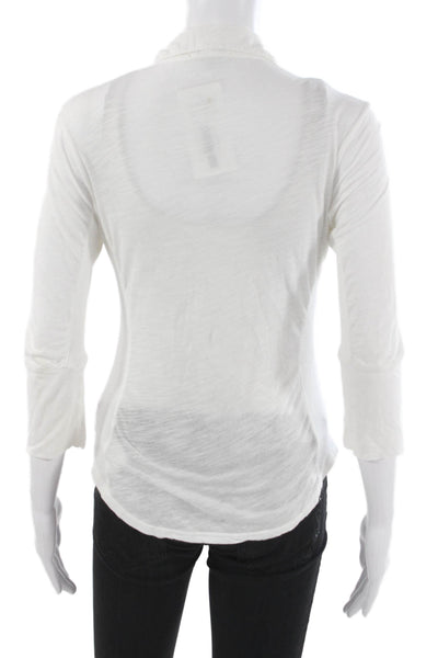 Standard James Perse Womens Cotton Collared 3/4 Sleeve Button-Up Top Size 0