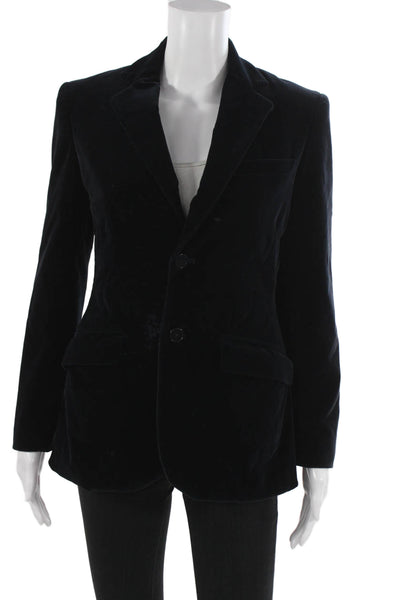 Ralph Lauren Womens Blue Pant Suit Blazer Long Sleeve Button Cotton Size 4