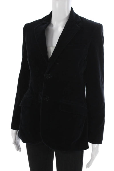Ralph Lauren Womens Blue Pant Suit Blazer Long Sleeve Button Cotton Size 4