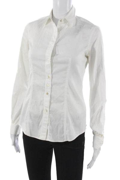 Le Sarte Pettegole Womens Collared Cotton Button-Up Long Sleeve White Size 40