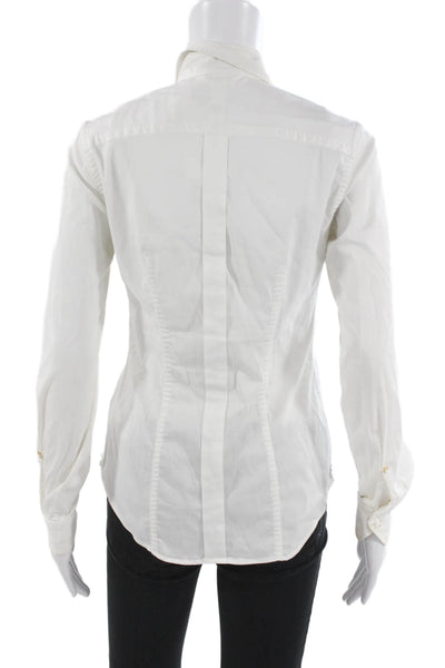 Le Sarte Pettegole Womens Collared Cotton Button-Up Long Sleeve White Size 40